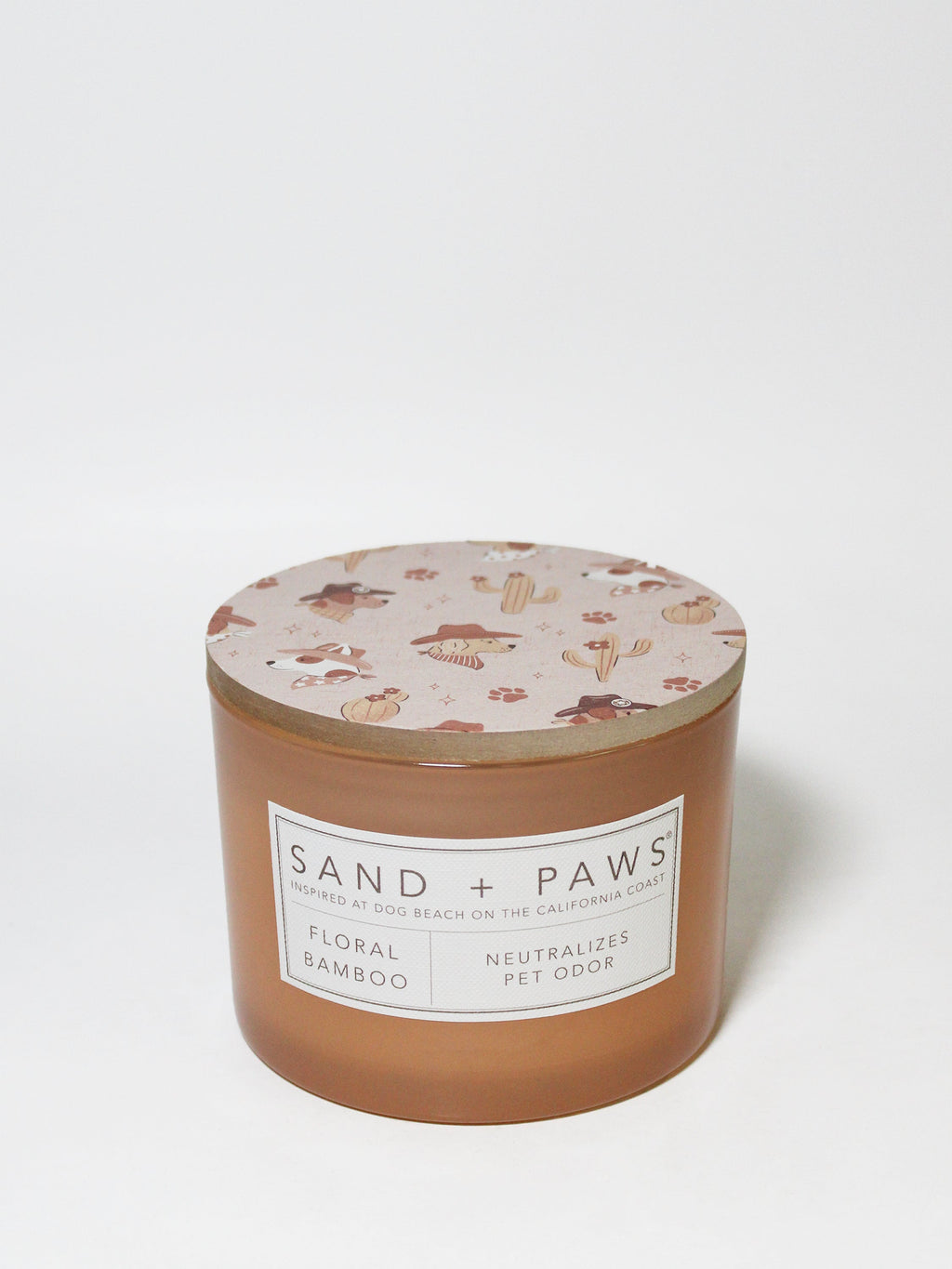 Sand + Paws Floral Bamboo 12 oz aromatic scented candle