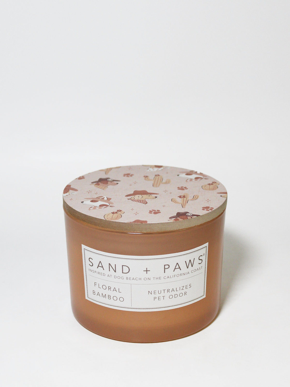 Sand + Paws Floral Bamboo 12 oz aromatic scented candle