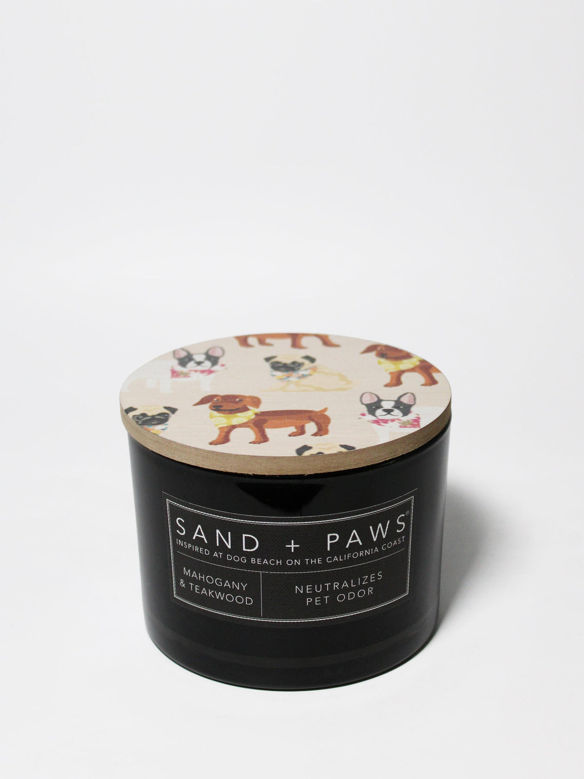 Sand + Paws Mahogany & Teakwood 12 oz aromatic scented candle
