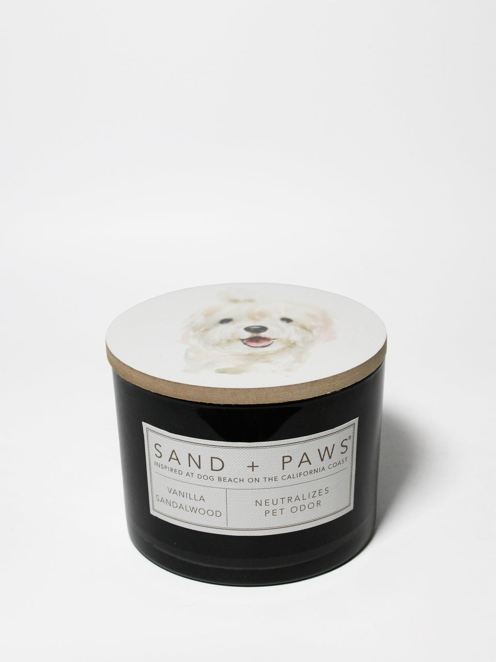 Sand + Paws Vanilla Sandalwood 12 oz aromatic scented candle