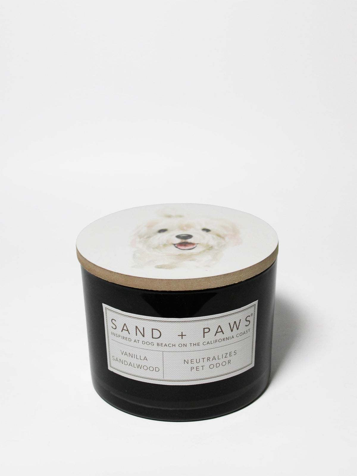 Sand + Paws Vanilla Sandalwood 12 oz aromatic scented candle