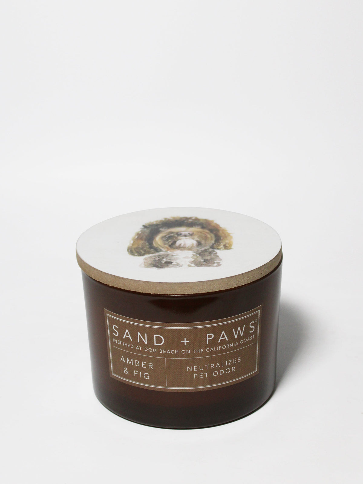 Sand + Paws Amber & Fig 12 oz aromatic scented candle