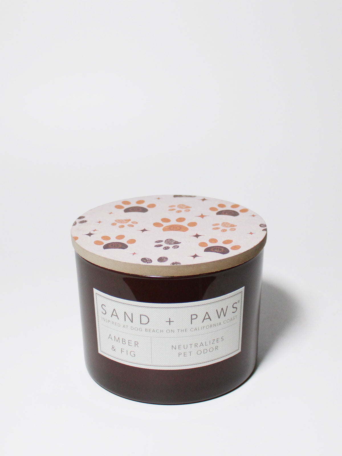 Sand + Paws Amber & Fig 12 oz aromatic scented candle