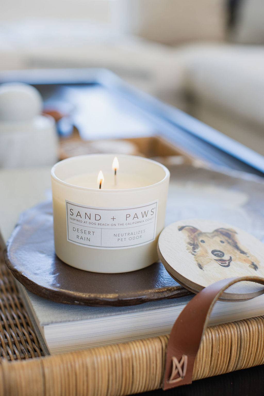 Sand + Paws Desert Rain 12 oz aromatic scented candle