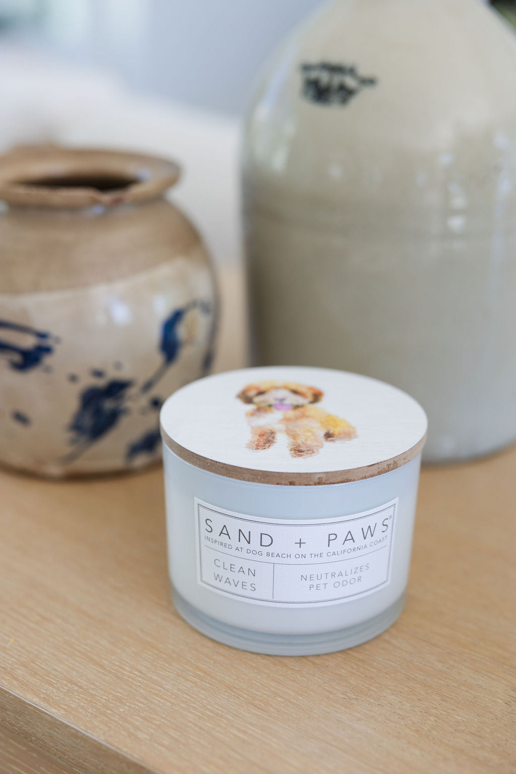 Sand + Paws Clean Waves 12 oz aromatic scented candle