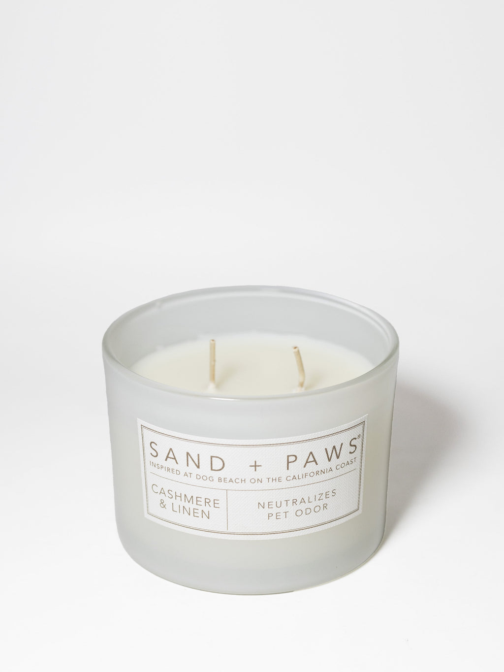 Sand + Paws Cashmere & Linen 12 oz aromatic scented candle