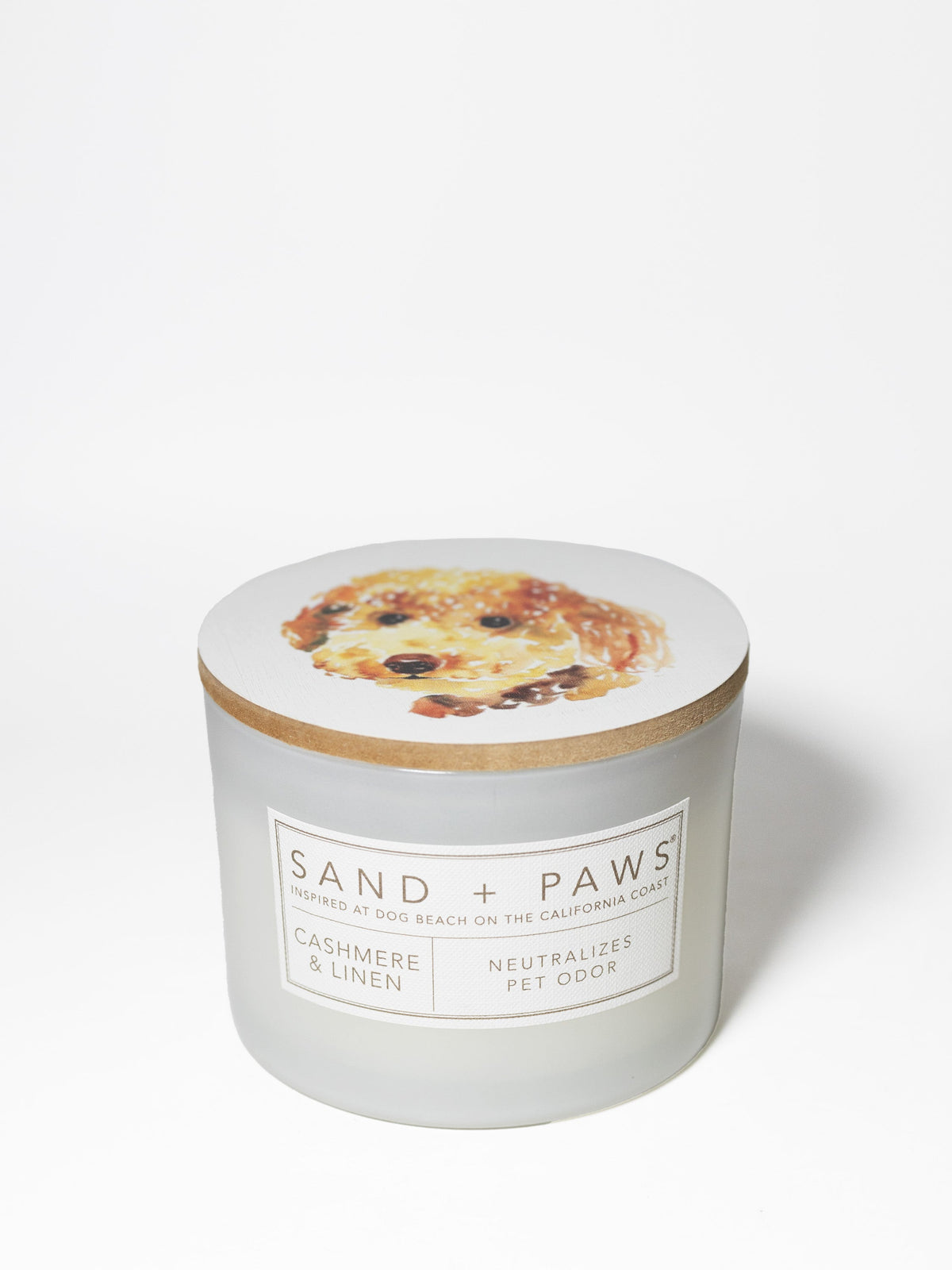Sand + Paws Cashmere & Linen 12 oz aromatic scented candle