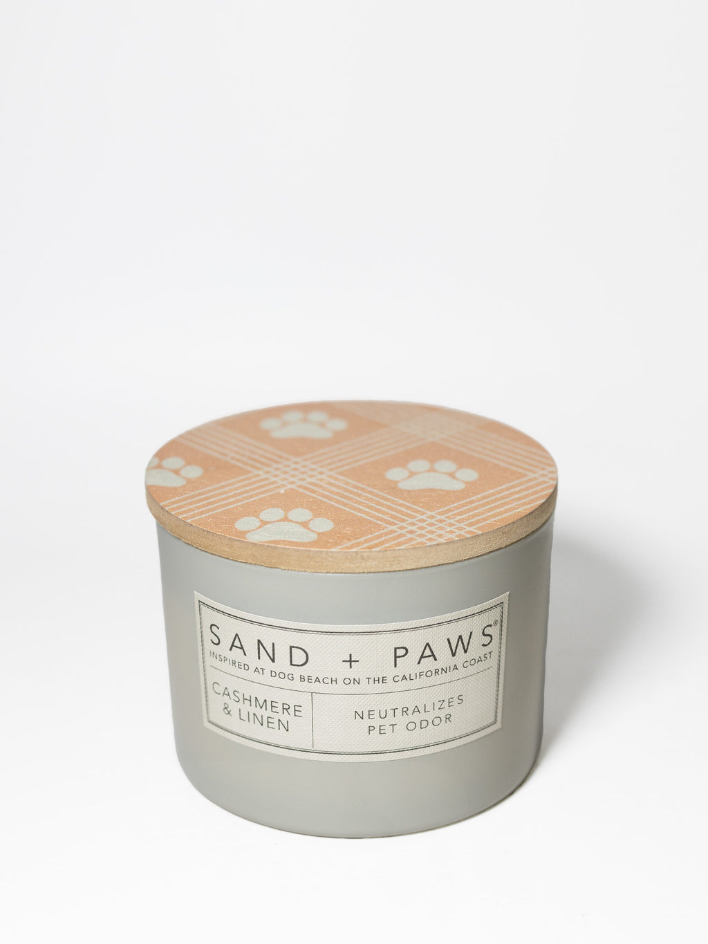 Sand + Paws Cashmere & Linen 12 oz aromatic scented candle